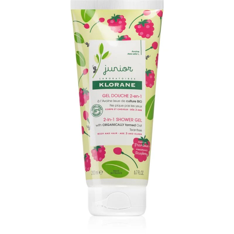 Klorane Junior šampon in gel za prhanje 2v1 za otroke 200 ml