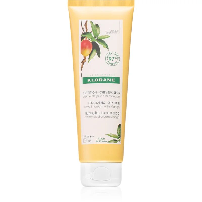 Klorane Mango Leave-in Cream Dry Hair krema brez spiranja za prehrano in hidracijo 125 ml