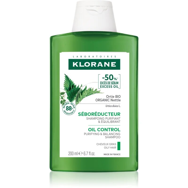 Klorane Nettle čistilni šampon za mastne lase 200 ml