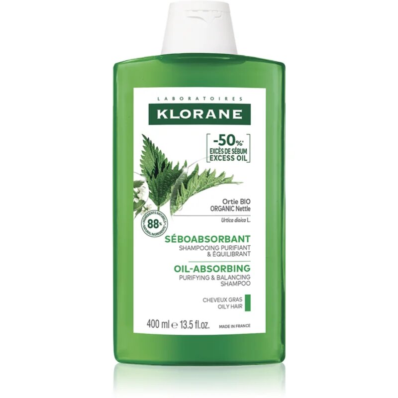Klorane Nettle čistilni šampon za mastne lase 400 ml