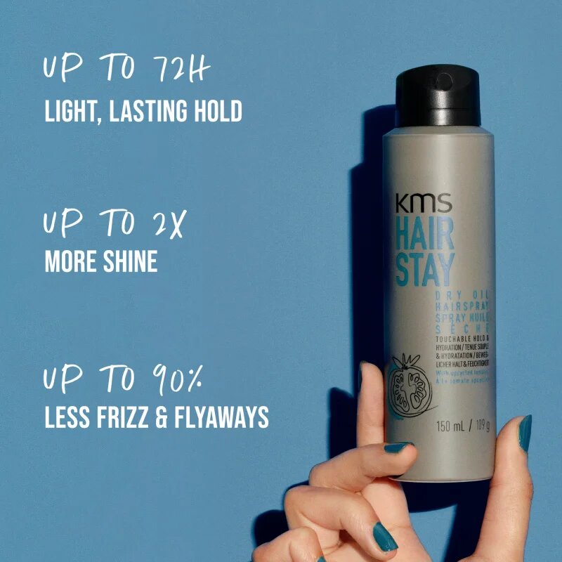 KMS Hair Stay Dry Oil Hairspray suho oljno pršilo z lahkim utrjevanjem 150 ml