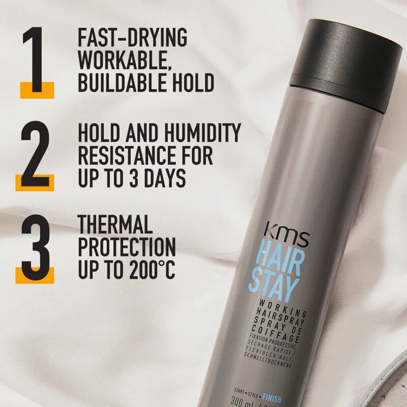 KMS Hair Stay Working Hairspray lak za lase za obremenjene lase 75 ml