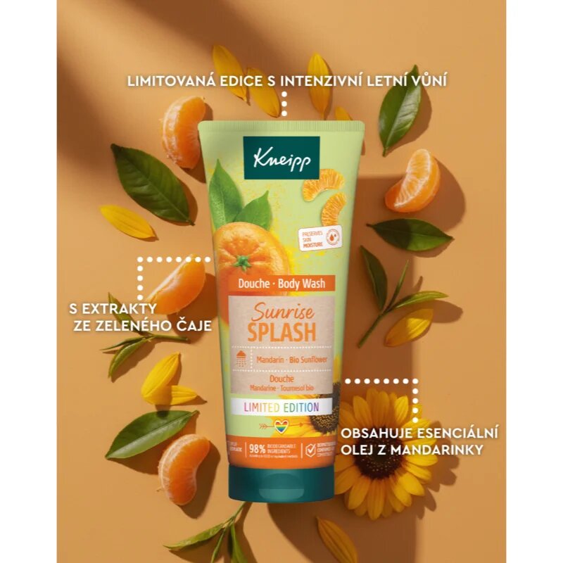 Kneipp Sunrise Splash gel za prhanje Mandarin & Bio Sunflower 200 ml