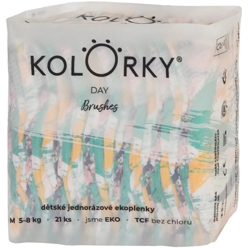 Kolorky Day Brushes ekološke plenice za enkratno uporabo velikost M 5-8 Kg 21 kos