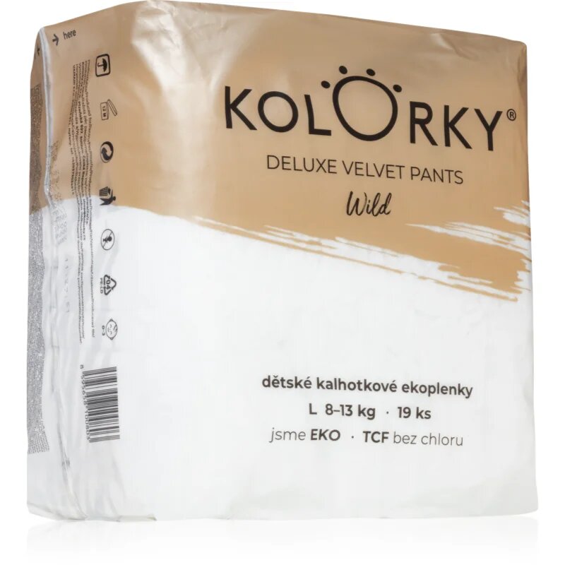 Kolorky Deluxe Velvet Pants Wild hlačne plenice za enkratno uporabo velikost L 8-13 Kg 19 kos