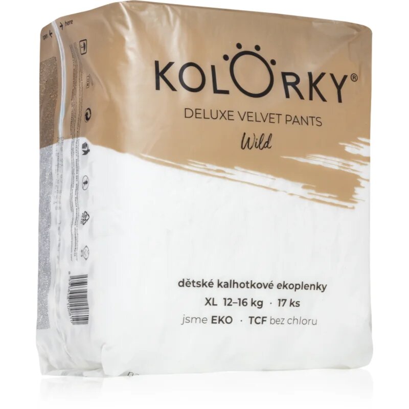 Kolorky Deluxe Velvet Pants Wild hlačne plenice za enkratno uporabo velikost XL 12-16 Kg 17 kos