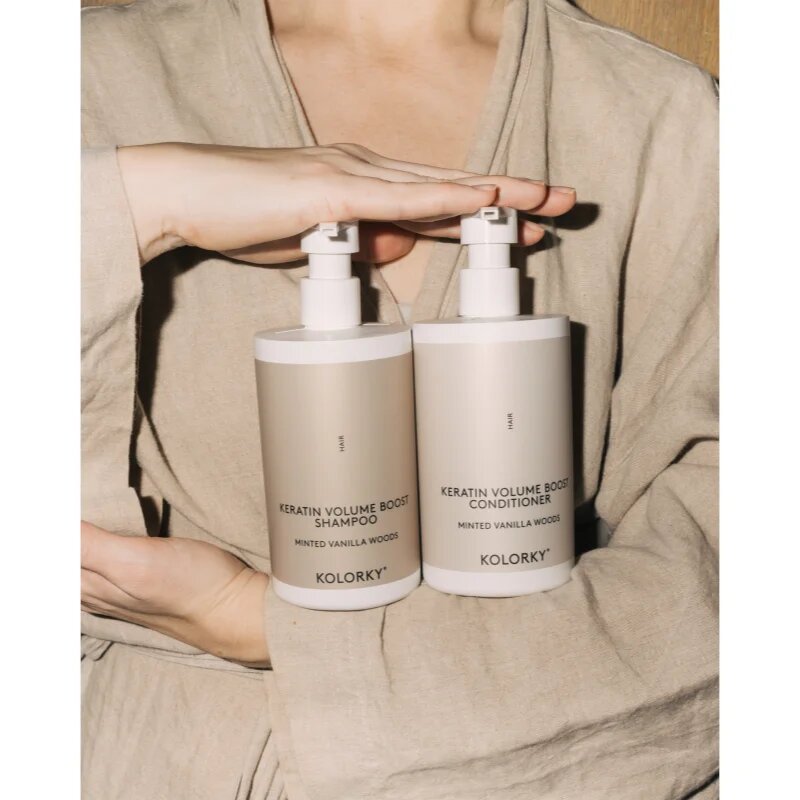Kolorky Keratine Volume Boost Shampoo šampon za volumen Minted Vanilla Woods 390 ml
