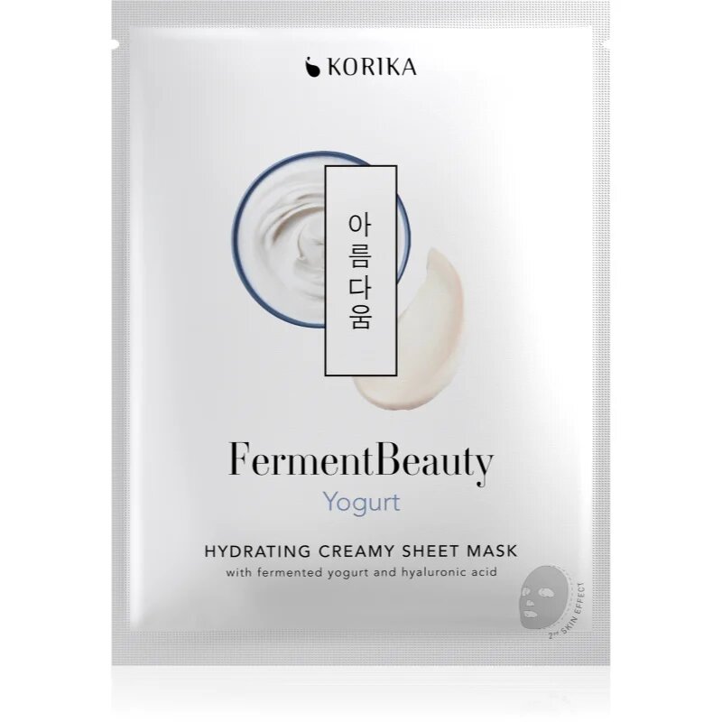KORIKA FermentBeauty Hydrating Face Sheet Mask with Fermented Yogurt and Hyaluronic Acid vlažilna maska iz platna s fermentiranim jogurtom in hialuron