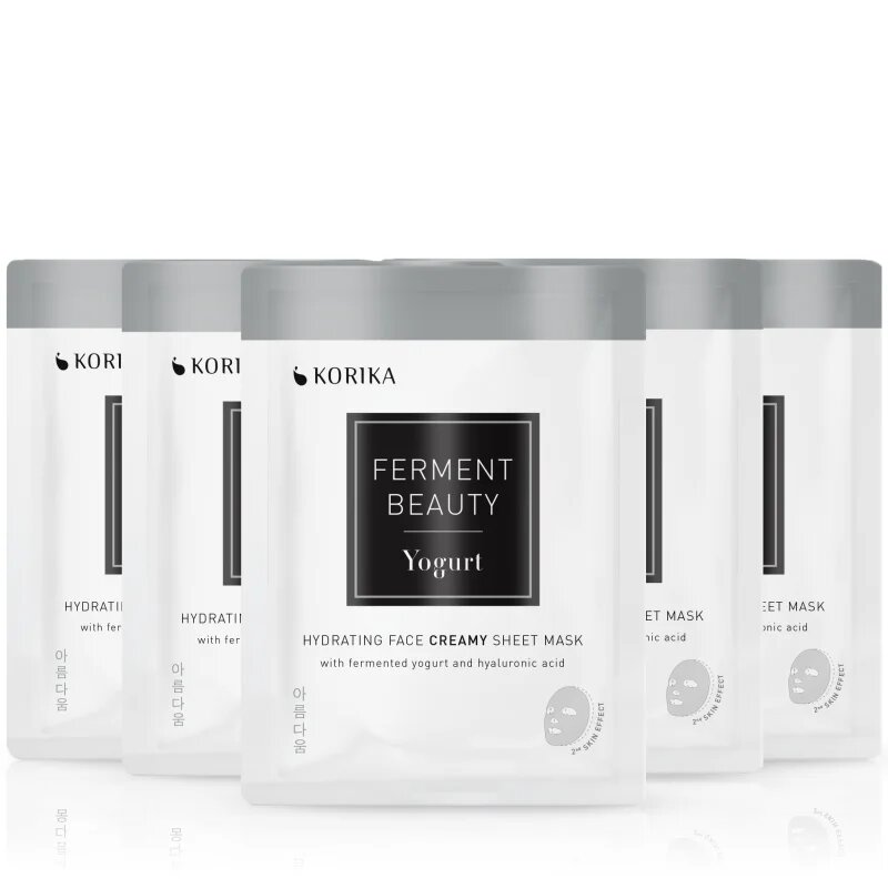 KORIKA FermentBeauty Set of 5 Hydrating Face Sheet Masks with Fermented Yogurt and Hyaluronic Acid set mask za obraz po znižani ceni