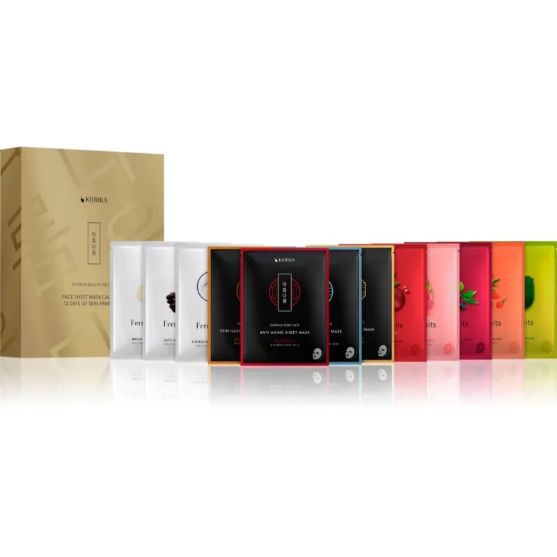 KORIKA Korean Beauty Ritual Face Sheet Mask Calendar - 12 Days of Skin Pampering set mask za obraz