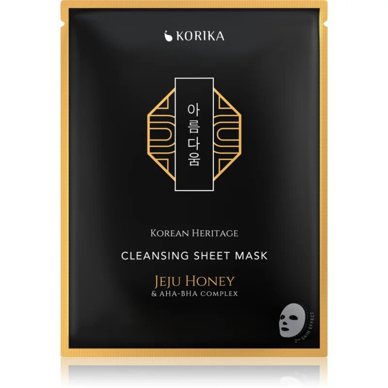 KORIKA Korean Heritage Jeju Honey & AHA-BHA Complex Cleansing Sheet Mask maska iz platna s čistilnim učinkom 25 g
