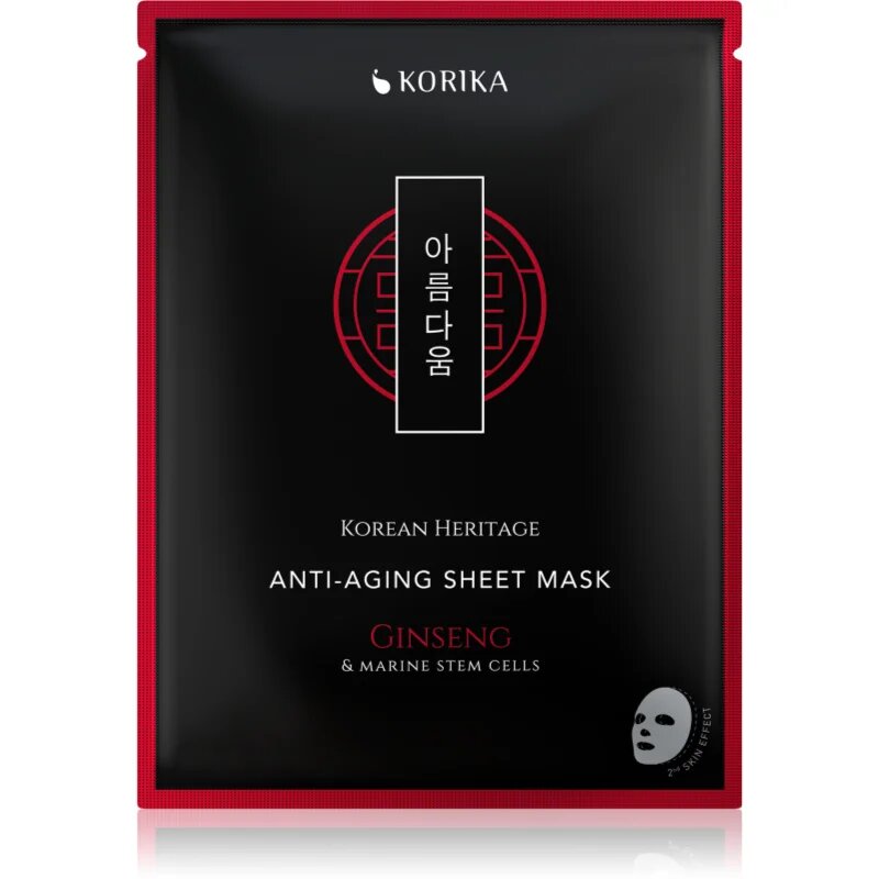KORIKA Korean Heritage Red Ginseng & Adenosine Anti-aging Sheet Mask maska proti gubam iz platna 25 g
