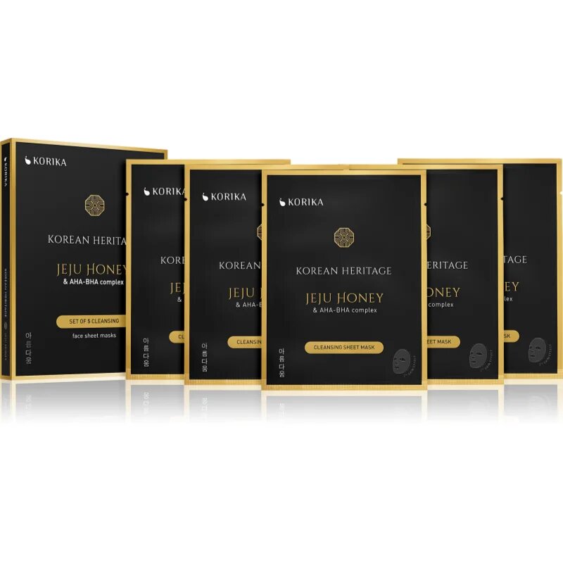 KORIKA Korean Heritage Set of 5 Cleansing Face Sheet Masks set mask za obraz po znižani ceni za popolno čiščenje obraza
