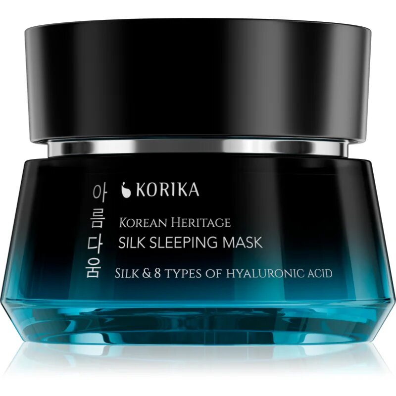 KORIKA Korean Heritage Silk & 8 Types of Hyaluronic Acid Silk Sleeping Mask vlažilna in hranilna maska za obraz za noč 50 ml