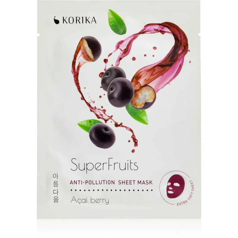 KORIKA SuperFruits Acai Berry - Set of 5 Anti-pollution Face Sheet Masks set mask za obraz po znižani ceni Acai berry