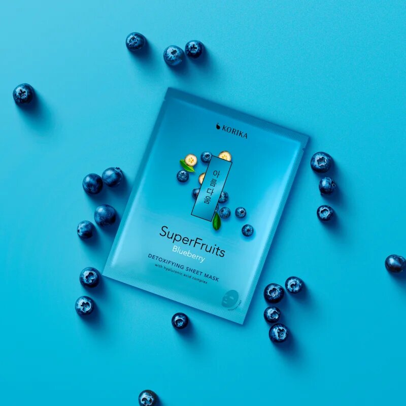 KORIKA SuperFruits Blueberry - Detoxifying Sheet Mask Razstrupljevalna maska iz platna Blueberry 25 g