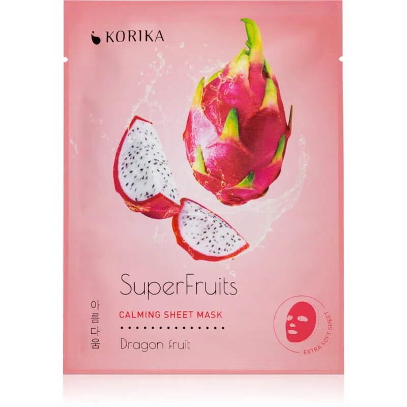 KORIKA SuperFruits Dragon Fruit - Set of 5 Calming Face Sheet Masks set mask za obraz po znižani ceni s pomirjajočim učinkom Dragon fruit