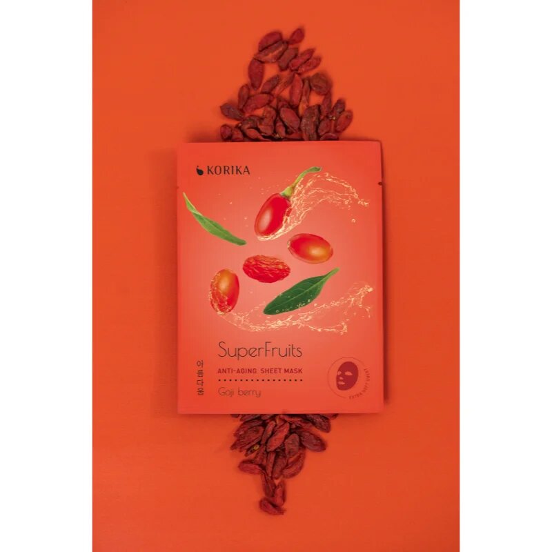 KORIKA SuperFruits Goji Berry - Set of 5 Anti-aging Face Sheet Masks set mask za obraz po znižani ceni s pomlajevalnim učinkom Goji berry