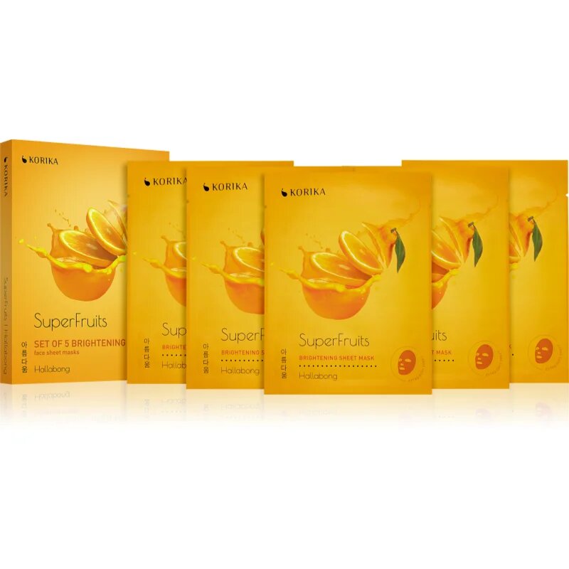 KORIKA SuperFruits Hallabong - Set of 5 Brightening Face Sheet Masks set mask za obraz po znižani ceni za osvetlitev kože Hallabong