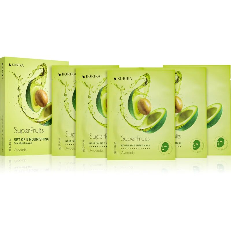 KORIKA SuperFruits set mask za obraz po znižani ceni s hranilnim učinkom Avocado