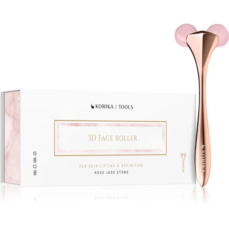 KORIKA Tools 3D Face Roller Rose Jade Stone valjček za masažo za obraz Rose Jade Stone