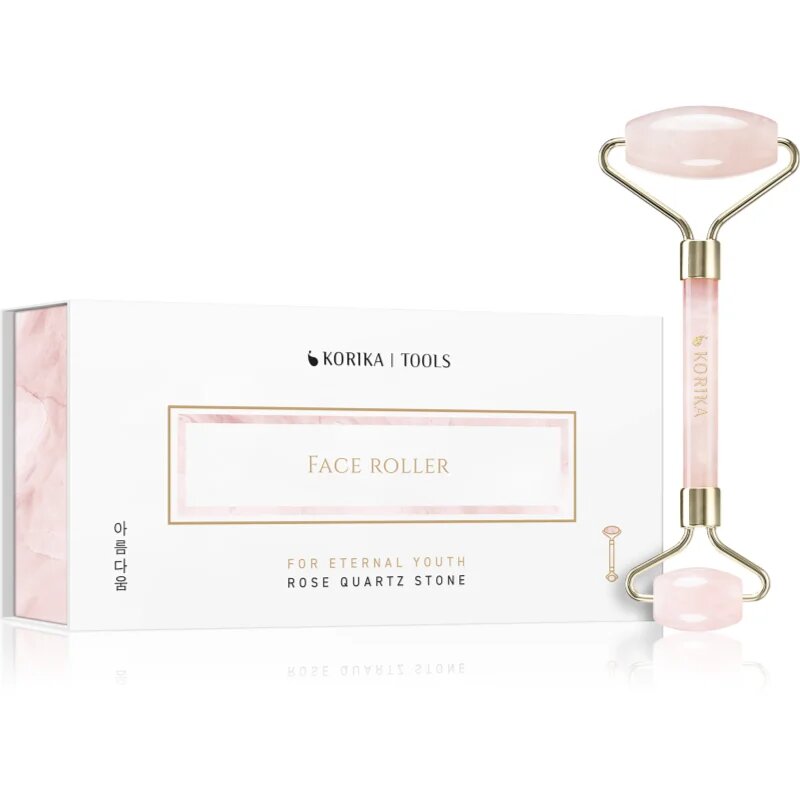 KORIKA Tools Face Roller Green Jade Stone valjček za masažo za obraz Quartz Roller Pink 1 kos