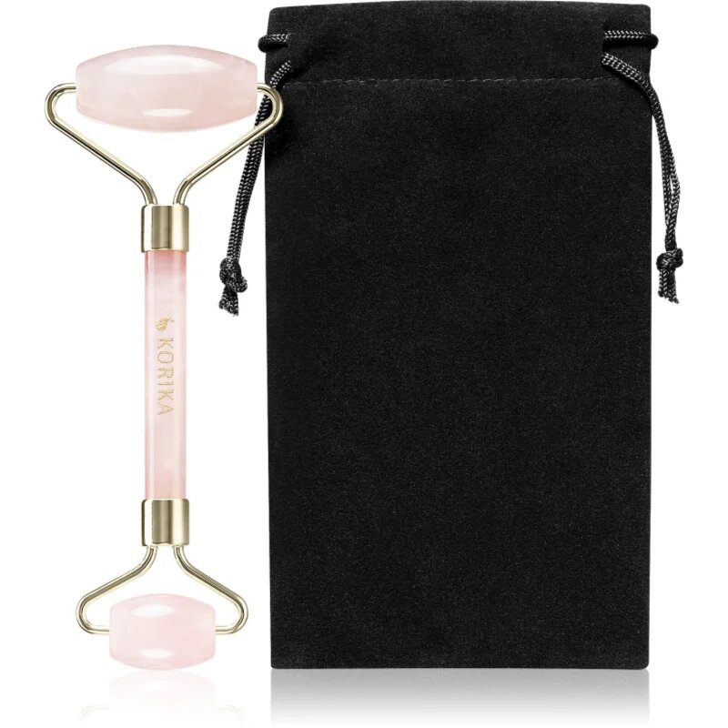 KORIKA Tools Face Roller Green Jade Stone valjček za masažo za obraz Quartz Roller Pink 1 kos