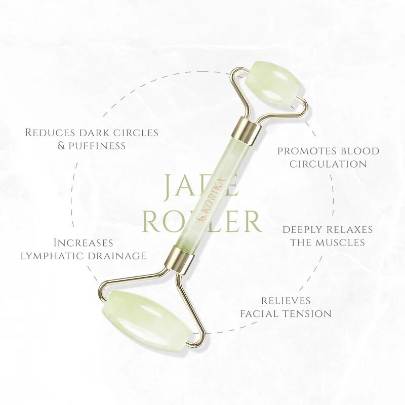 KORIKA Tools Face Roller & Gua Sha valjček za masažo za obraz in pripomoček za masažo Jade Green