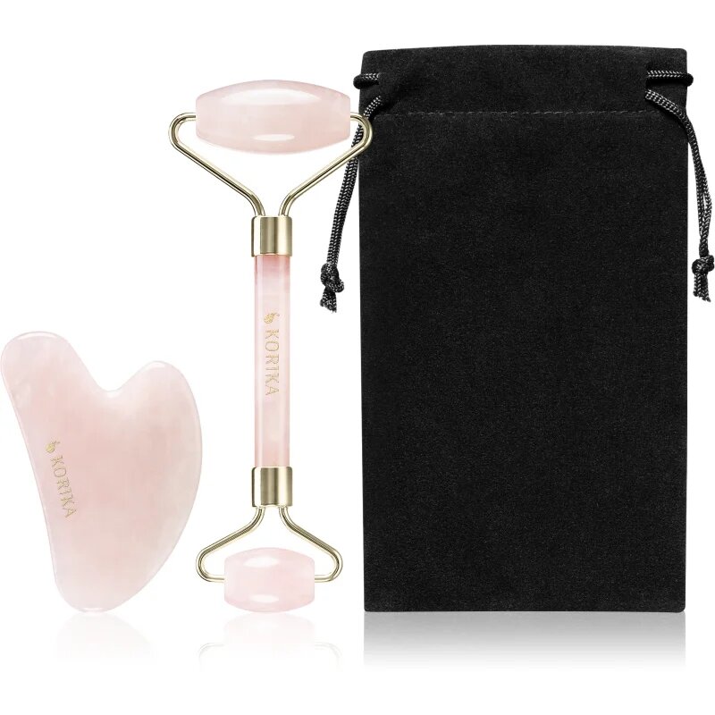 KORIKA Tools Face Roller & Gua Sha valjček za masažo za obraz in pripomoček za masažo Quartz Pink