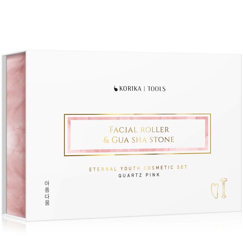 KORIKA Tools Face Roller & Gua Sha valjček za masažo za obraz in pripomoček za masažo Quartz Pink