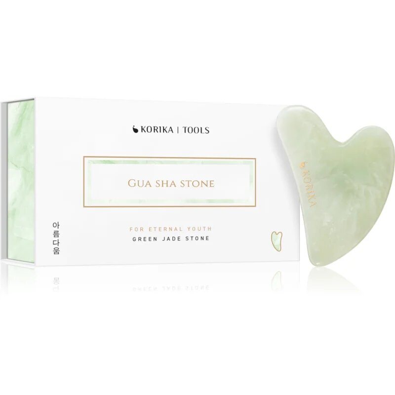 KORIKA Tools Gua Sha Green Jade Stone pripomoček za masažo za obraz 1 kos