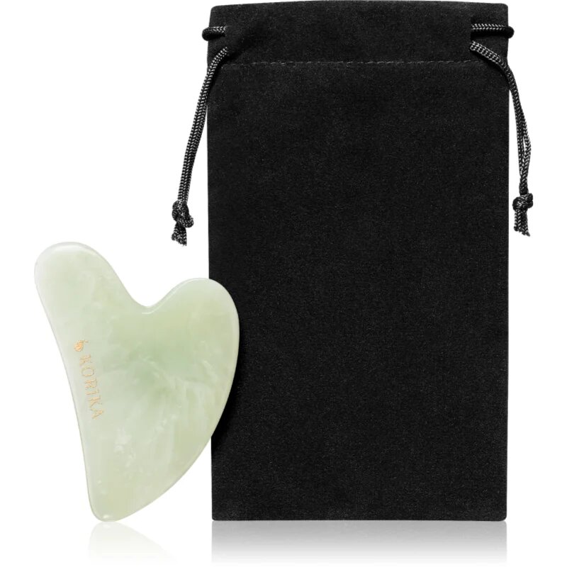 KORIKA Tools Gua Sha Green Jade Stone pripomoček za masažo za obraz 1 kos