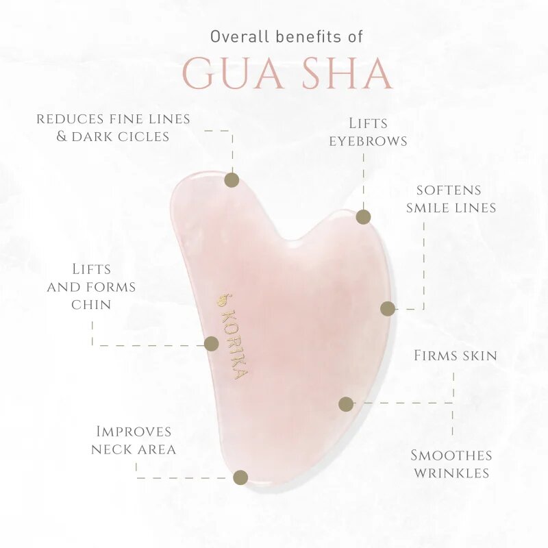 KORIKA Tools Gua Sha Green Jade Stone pripomoček za masažo za obraz Gua Sha Quartz Pink 1 kos
