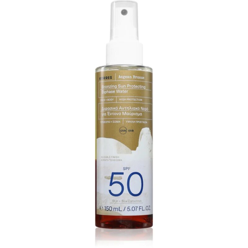 Korres Aegean Bronze meglica z bronz učinkom za sončenje SPF 50 150 ml