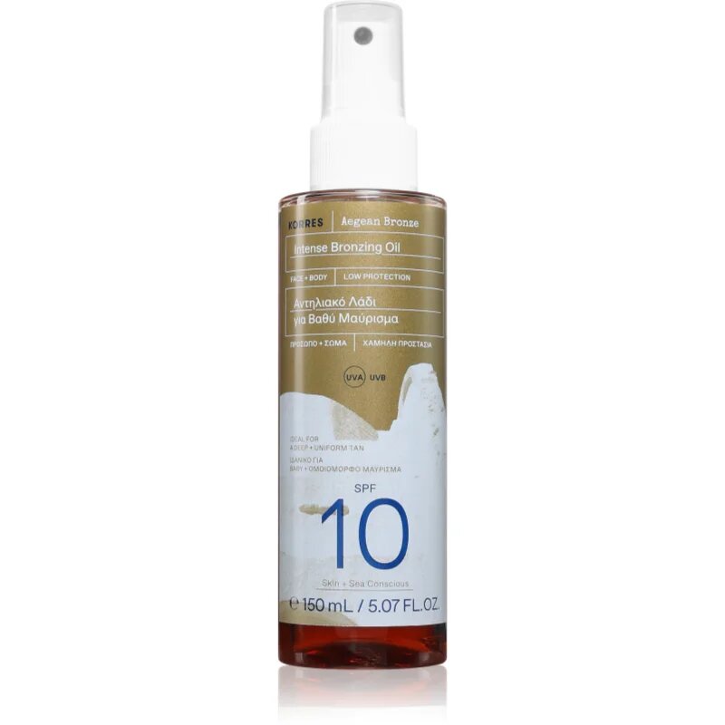Korres Aegean Bronze olje za sončenje za povečanje porjavelosti SPF 10 150 ml