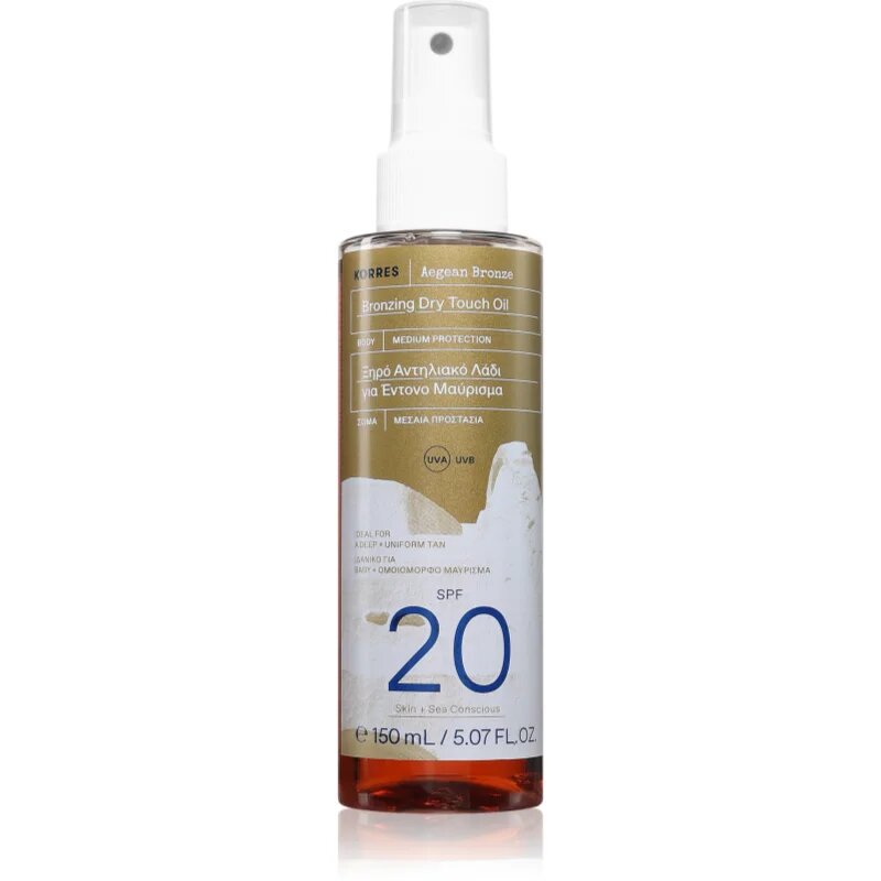 Korres Aegean Bronze suho olje za povečanje porjavelosti SPF 20 150 ml
