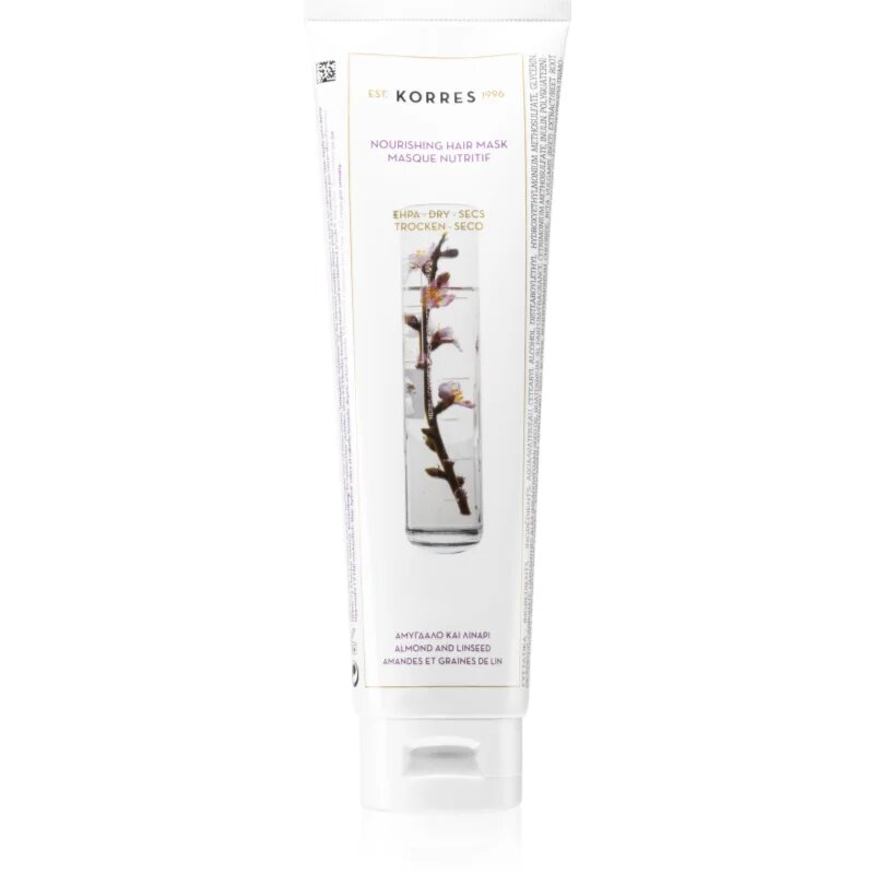 Korres Almond & Linseed hranilna maska za suhe in poškodovane lase 125 ml