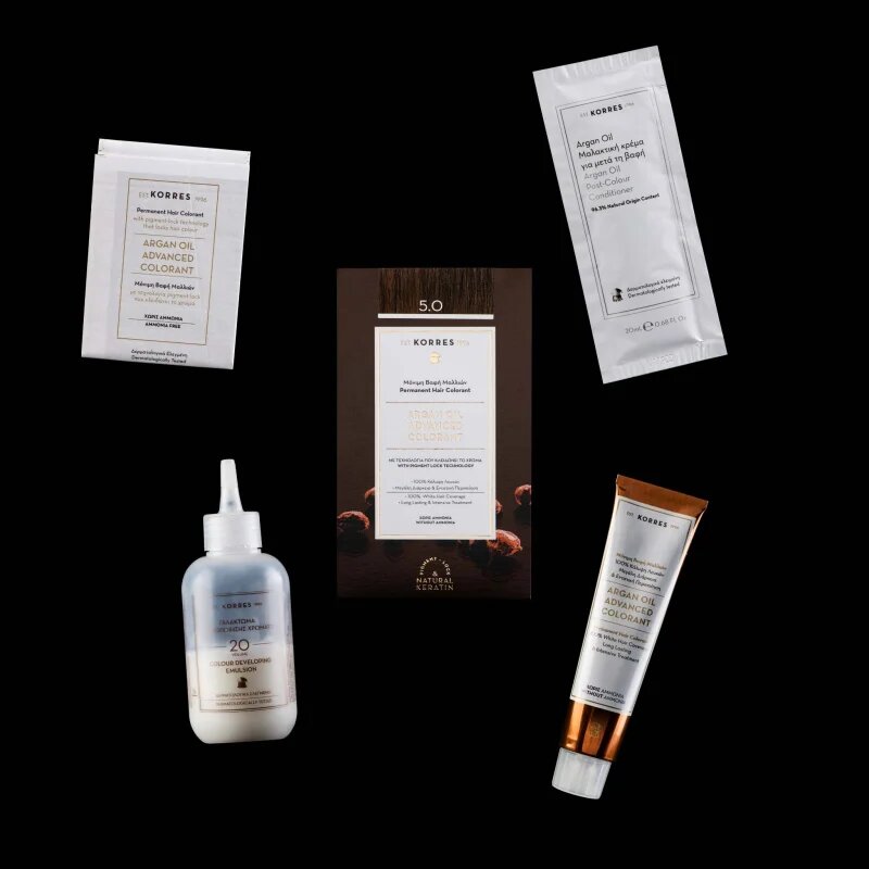 Korres Argan Oil permanentna barva za lase z arganovim oljem odtenek 4.0 Brown 50 ml