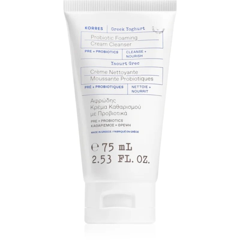 Korres Greek Yoghurt Probiotic Foaming Cream Cleanser kremasta čistilna pena s probiotiki 75 ml