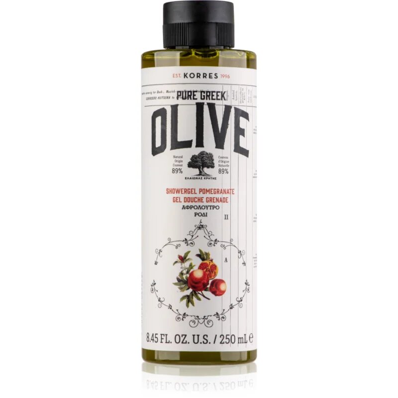 Korres Pure Greek Olive & Pomegranate poživitveni gel za prhanje 250 ml
