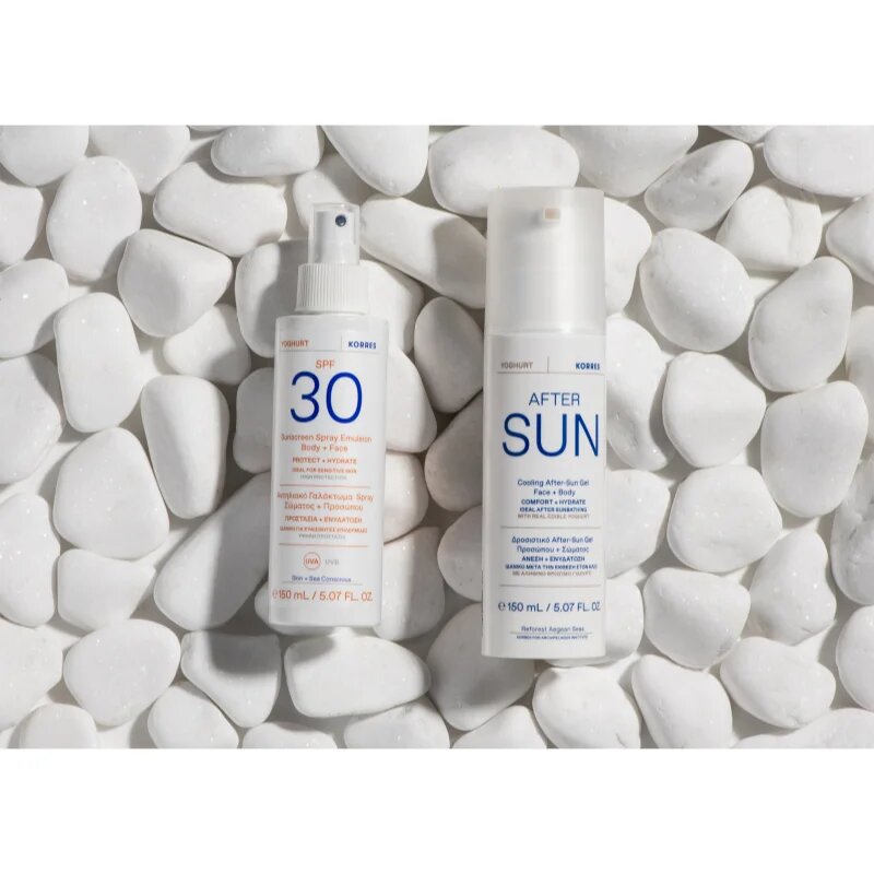 Korres Yoghurt Sunscreen emulzija za sončenje v pršilu za obraz in telo 150 ml