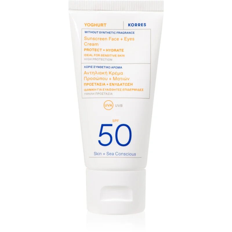 Korres Yoghurt Sunscreen zaščitna krema za obraz in predel okoli oči SPF 50 50 ml