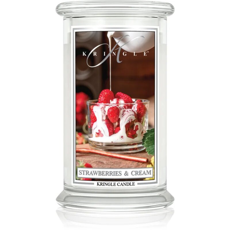 Kringle Candle Classic Strawberries & Cream dišeča sveča 623 g
