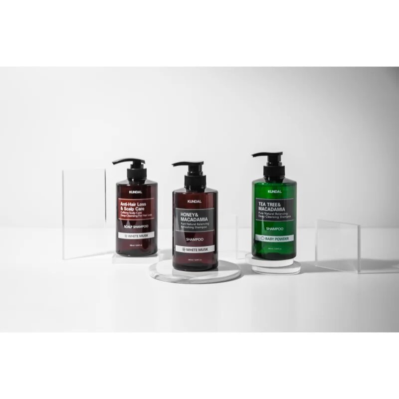 KUNDAL Caffeine Shampoo White Musk naravni šampon proti izpadanju las 500 ml