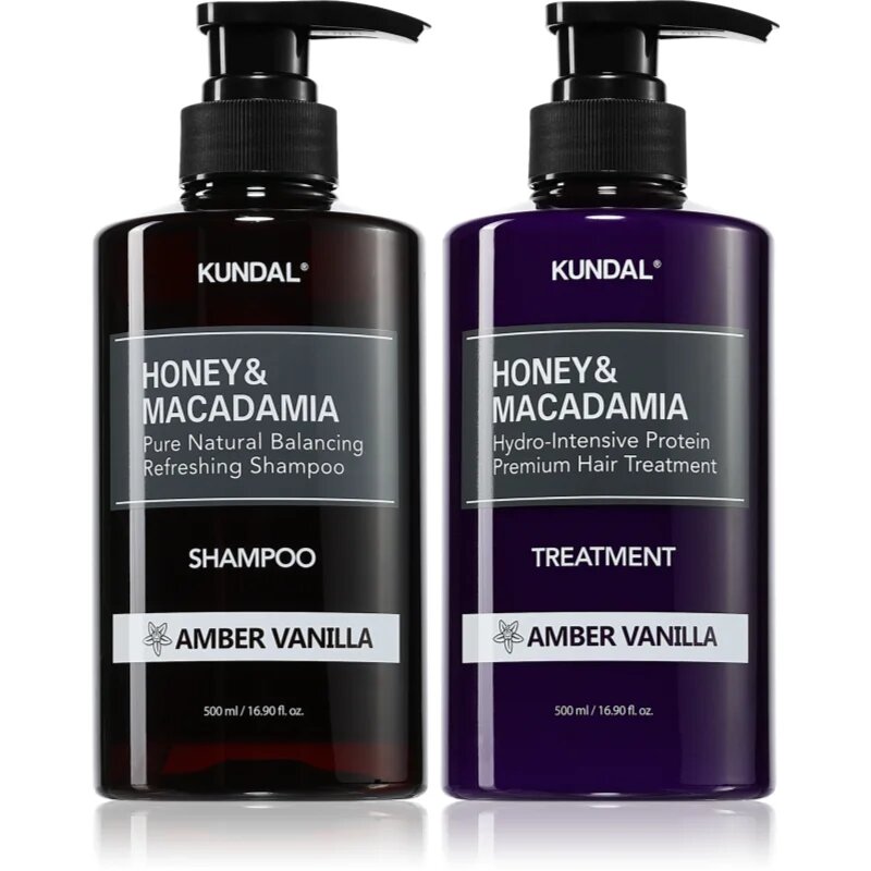 KUNDAL Honey & Macadamia Amber Vanilla set za suhe in poškodovane lase