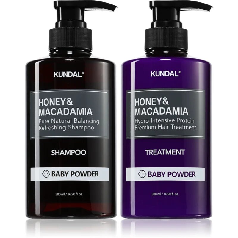 KUNDAL Honey & Macadamia Baby Powder set za suhe in poškodovane lase