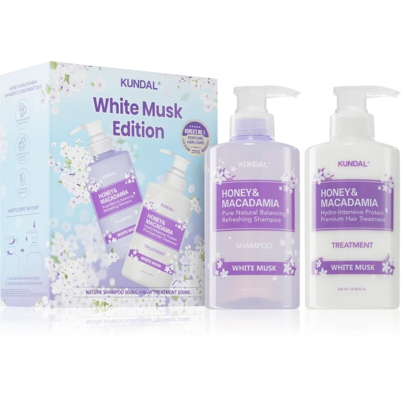 KUNDAL Honey & Macadamia White Musk darilni set za lase
