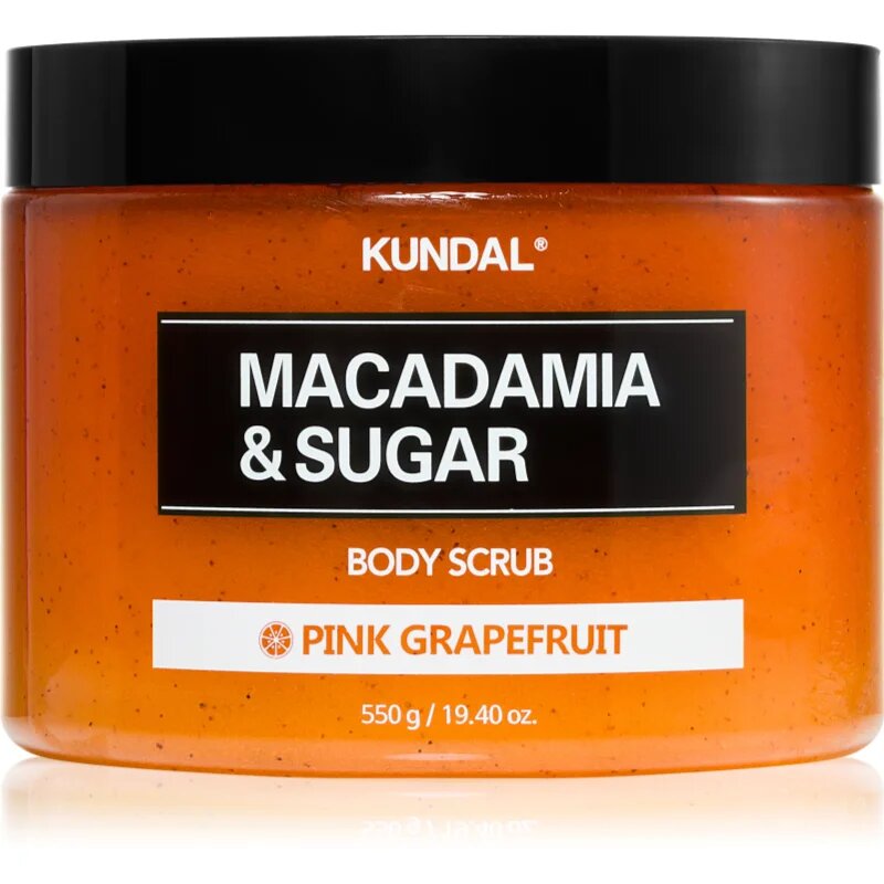 KUNDAL Macadamia & Sugar Body Scrub Pink Grapefruit nežni piling za telo s pomirjajočim učinkom 550 g