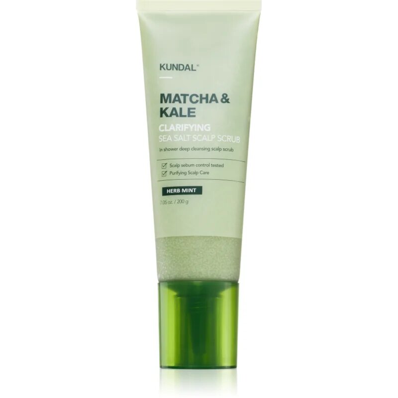 KUNDAL Matcha & Kale Herb Mint čistilni piling za lase in lasišče 200 g