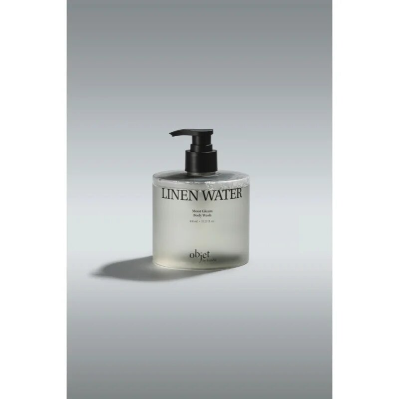 KUNDAL Objet Moist Gleam Body Wash parfumirani gel za prhanje za intenzivno vlažnost z vonjem Linen Water 450 ml